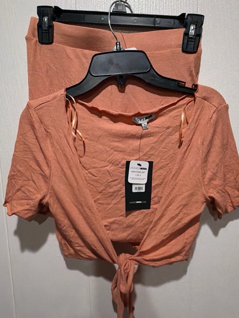 Fashion Nova Peach Tie-Front Crop Top